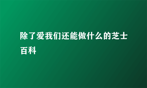 除了爱我们还能做什么的芝士百科