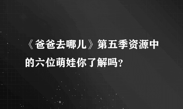 《爸爸去哪儿》第五季资源中的六位萌娃你了解吗？