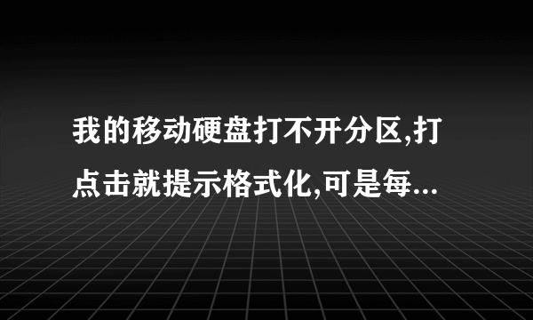 我的移动硬盘打不开分区,打点击就提示格式化,可是每次格式化到最终就提示unknown error 00000000,