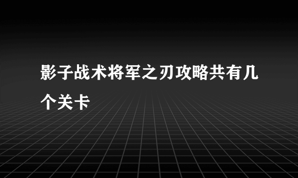 影子战术将军之刃攻略共有几个关卡