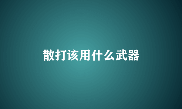 散打该用什么武器