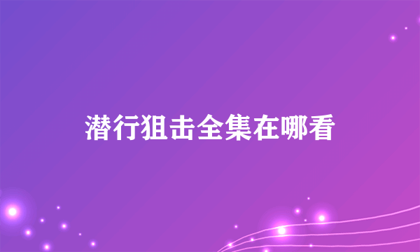 潜行狙击全集在哪看