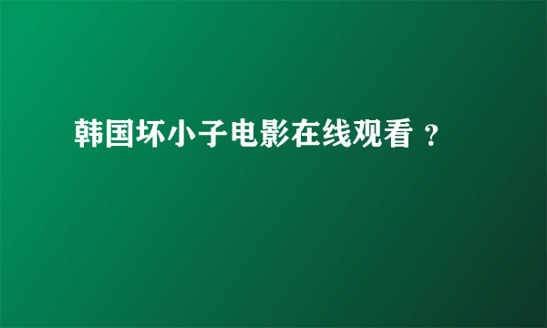 韩国坏小子电影在线观看 ？
