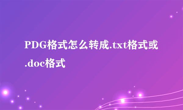 PDG格式怎么转成.txt格式或.doc格式