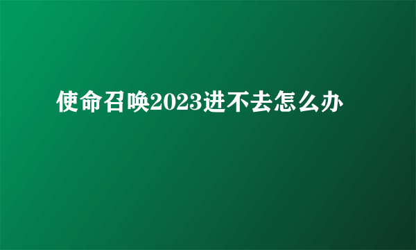 使命召唤2023进不去怎么办