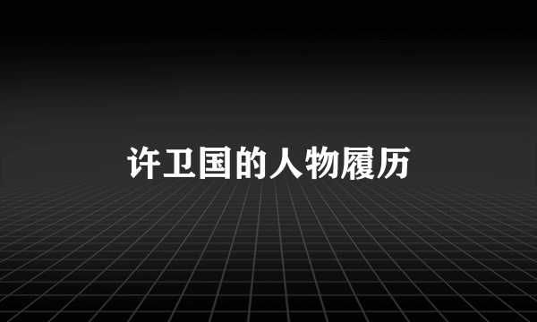 许卫国的人物履历