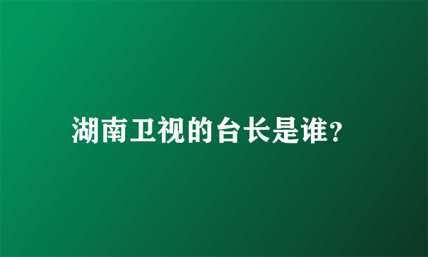 湖南卫视的台长是谁？