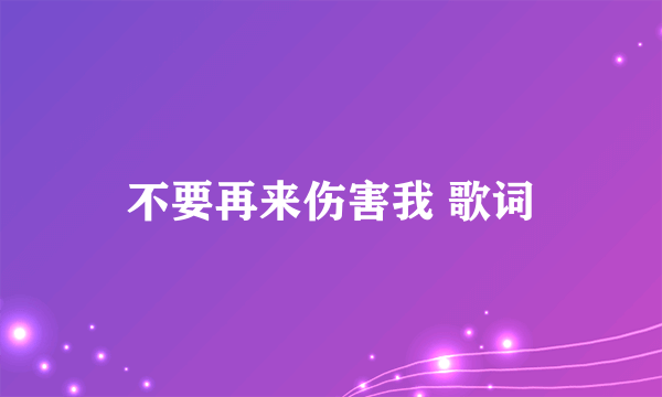 不要再来伤害我 歌词