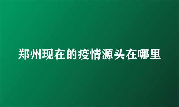 郑州现在的疫情源头在哪里