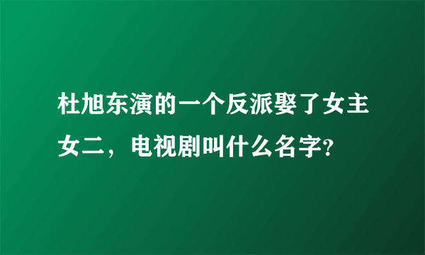 杜旭东演的一个反派娶了女主女二，电视剧叫什么名字？
