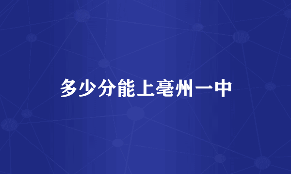 多少分能上亳州一中