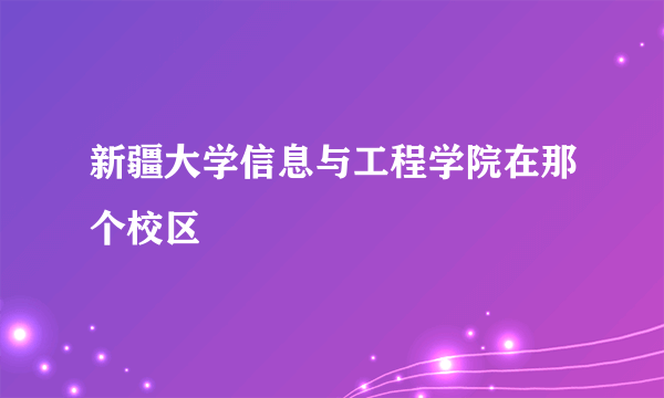 新疆大学信息与工程学院在那个校区