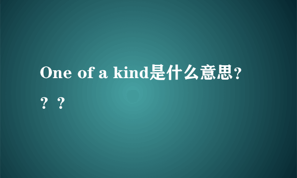 One of a kind是什么意思？？？