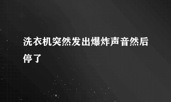 洗衣机突然发出爆炸声音然后停了