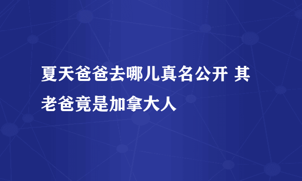 夏天爸爸去哪儿真名公开 其老爸竟是加拿大人