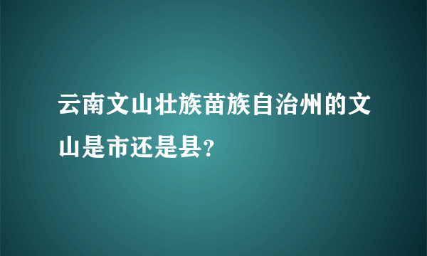 云南文山壮族苗族自治州的文山是市还是县？