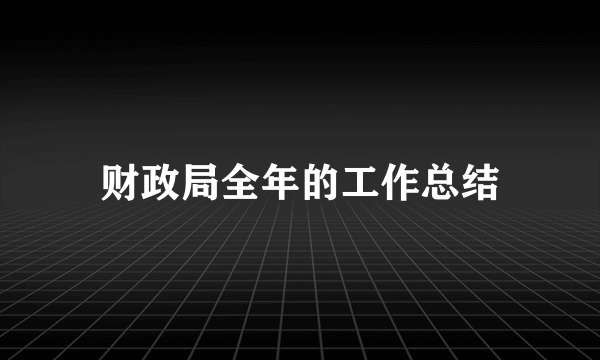 财政局全年的工作总结