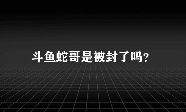斗鱼蛇哥是被封了吗？