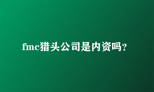 fmc猎头公司是内资吗？