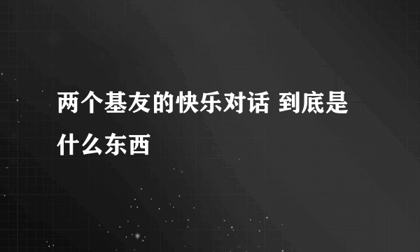 两个基友的快乐对话 到底是什么东西