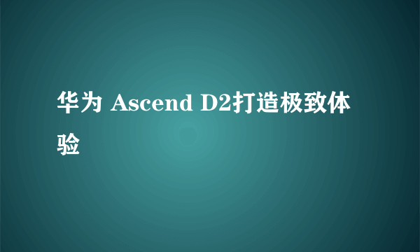 华为 Ascend D2打造极致体验