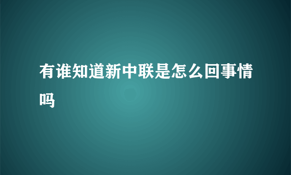有谁知道新中联是怎么回事情吗