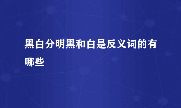 黑白分明黑和白是反义词的有哪些