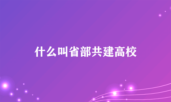 什么叫省部共建高校