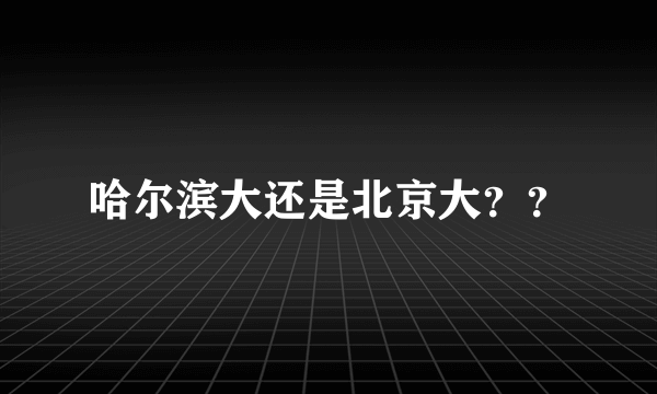 哈尔滨大还是北京大？？