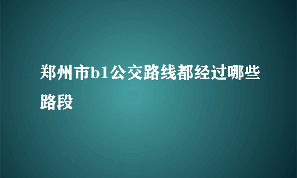 郑州市b1公交路线都经过哪些路段