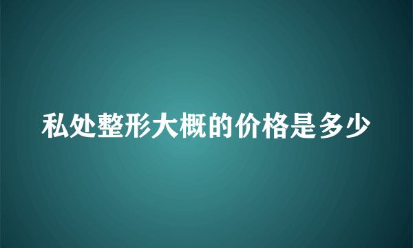 私处整形大概的价格是多少