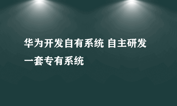 华为开发自有系统 自主研发一套专有系统