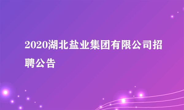 2020湖北盐业集团有限公司招聘公告