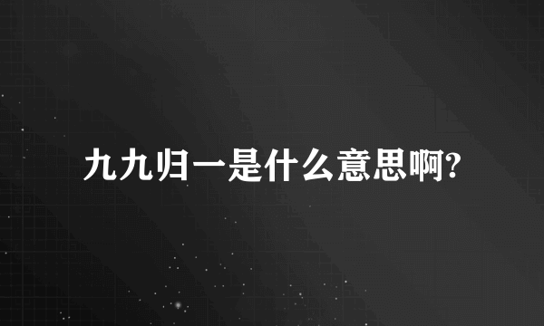 九九归一是什么意思啊?