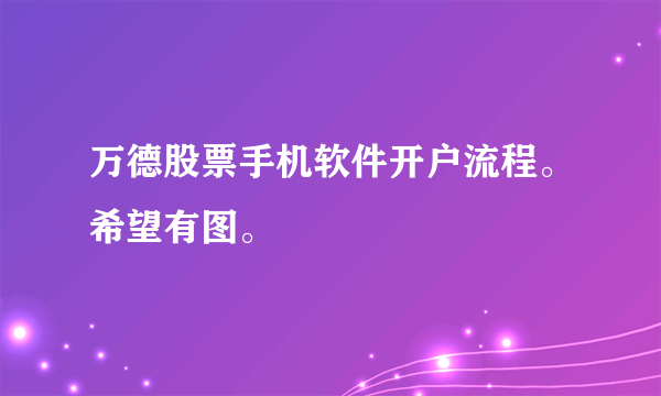 万德股票手机软件开户流程。希望有图。