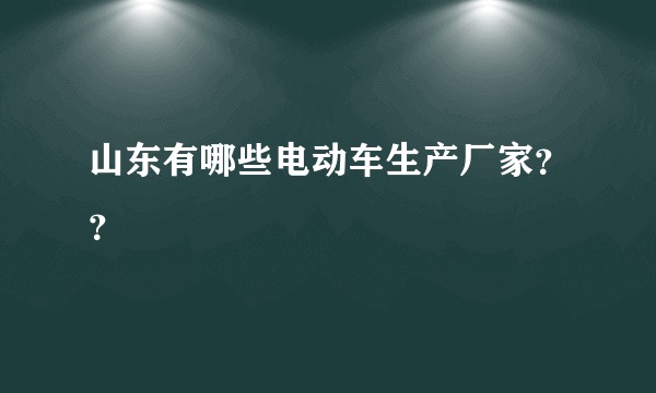 山东有哪些电动车生产厂家？？