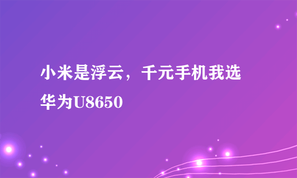 小米是浮云，千元手机我选 华为U8650