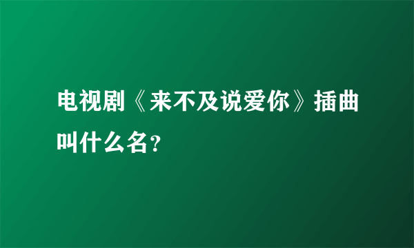 电视剧《来不及说爱你》插曲叫什么名？