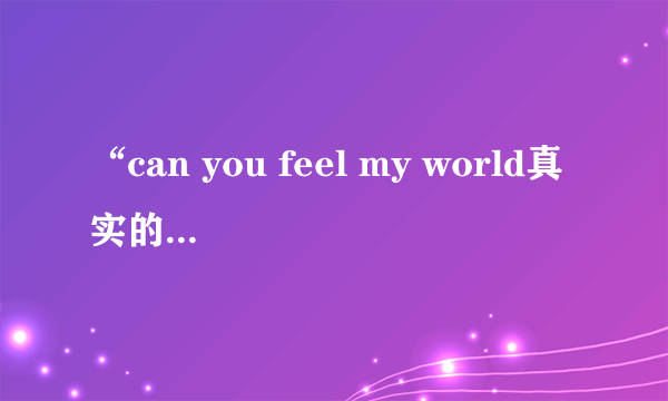 “can you feel my world真实的我没办法伪造” 是什么歌的歌词？