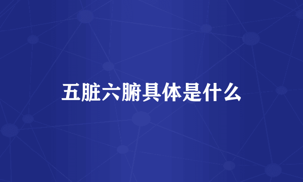 五脏六腑具体是什么