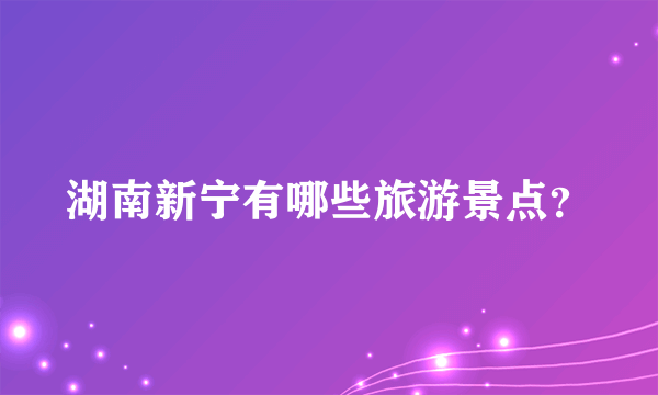湖南新宁有哪些旅游景点？