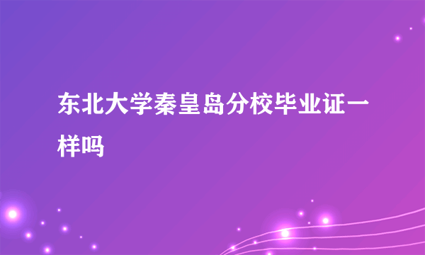 东北大学秦皇岛分校毕业证一样吗