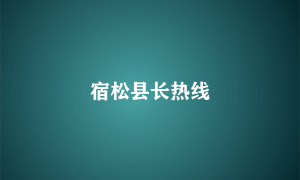 宿松县长热线