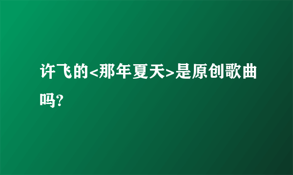 许飞的<那年夏天>是原创歌曲吗?