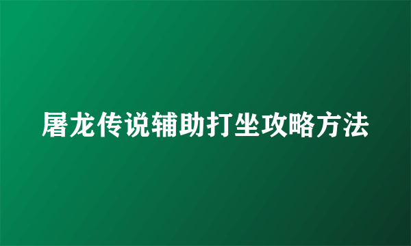 屠龙传说辅助打坐攻略方法