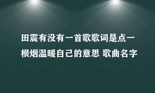 田震有没有一首歌歌词是点一根烟温暖自己的意思 歌曲名字