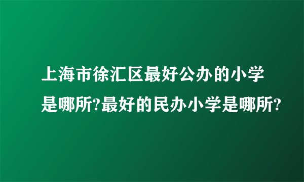 上海市徐汇区最好公办的小学是哪所?最好的民办小学是哪所?