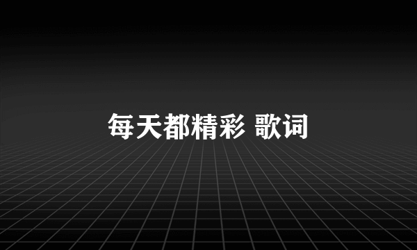 每天都精彩 歌词