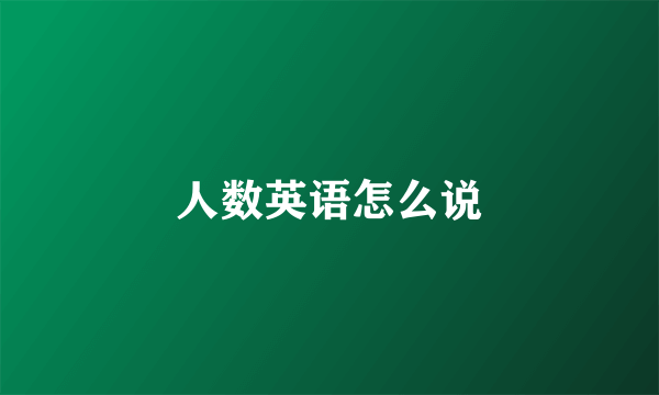 人数英语怎么说