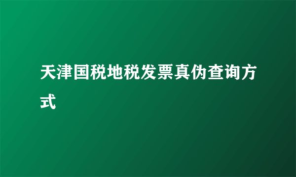 天津国税地税发票真伪查询方式